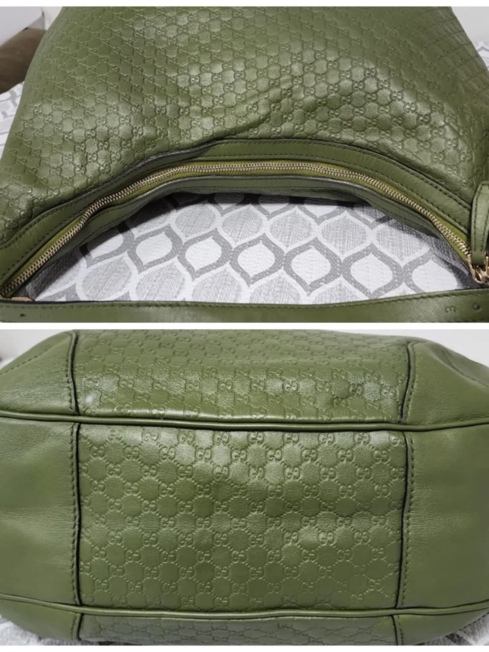 Authentic Gucci Microguccima Nice Hobo Bag Green